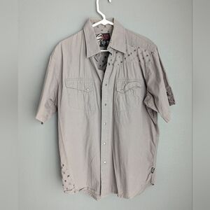 Slednecks gray collared shirt men's size XL 100% cotton 23x21 x28